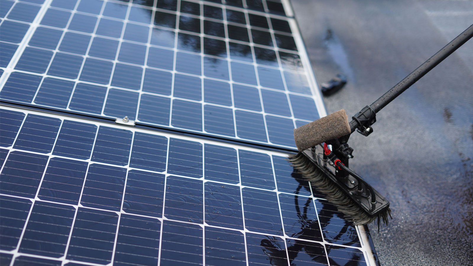 Professional solar panel cleaning service improving solar PV performance in the UK